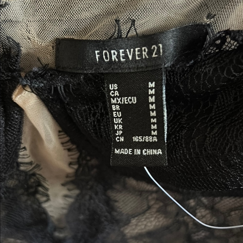 Forever 21 Black Chemise Style spaghetti strap dress with Elegant Lace Details - Picture 5 of 6